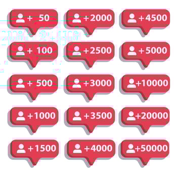 vector notification button the number of followers increases, with variations in the number