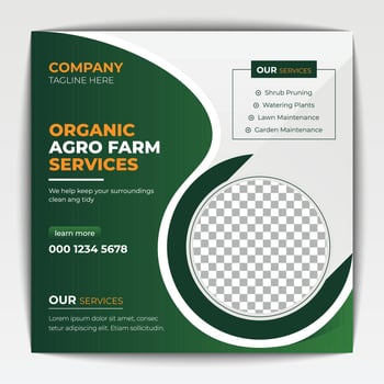 Agriculture and garden service for social media post and banner design vector