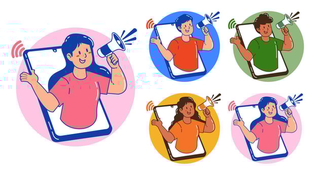 digital promotion concept using smartphone vector