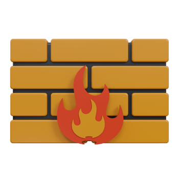 firewall 3d render icon illustration with transparent background, cyber security png