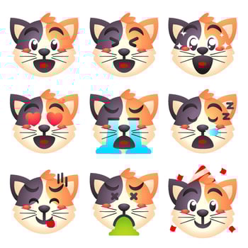 cute cat icon sticker set vector