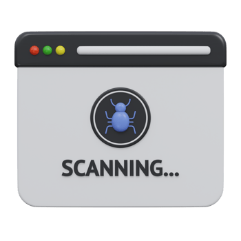 scanning virus 3d render icon illustration with transparent background, cyber security png