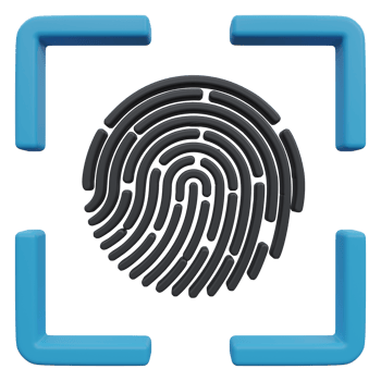 fingerprint scan 3d render icon illustration with transparent background, protection and security png