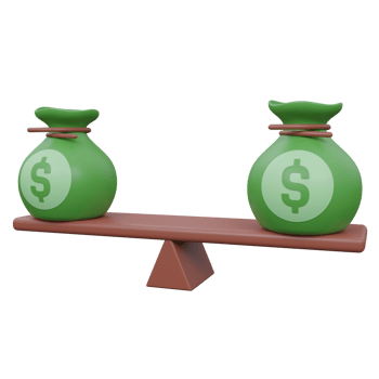 financial balance 3d render icon illustration with transparent background, money png