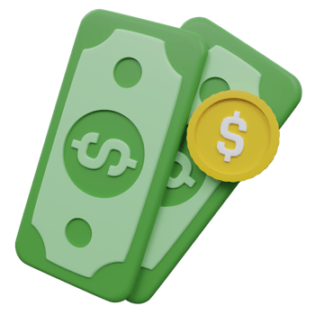 money 3d render icon illustration with transparent background, money png