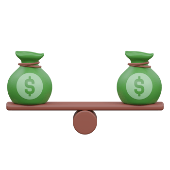 financial balance 3d render icon illustration with transparent background, money png