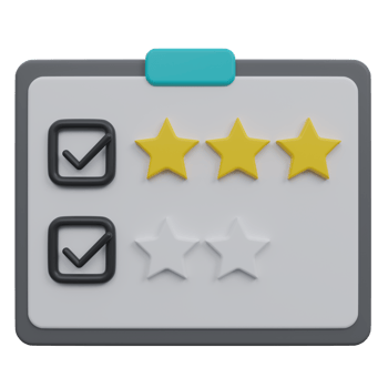 rating stars 3d render icon illustration with transparent background png