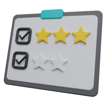rating stars 3d render icon illustration with transparent background png