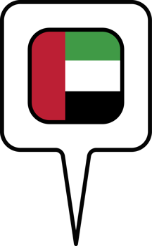 United Arab Emirates flag Map pointer icon, square design. png