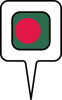 Bangladesh flag Map pointer icon, square design. png