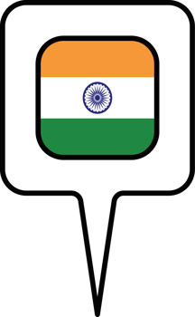 India flag Map pointer icon, square design. png