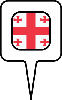 Georgia flag Map pointer icon, square design. png