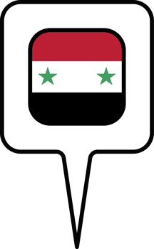 Syria flag Map pointer icon, square design. png