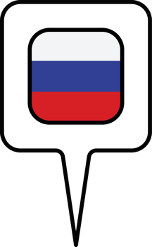 Russia flag Map pointer icon, square design. png