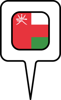 Oman flag Map pointer icon, square design. png