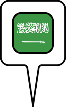 Saudi Arabia flag Map pointer icon, square design. png