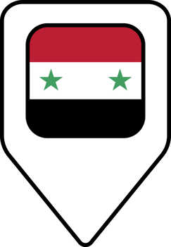 Syria flag map pin navigation icon, square design. png