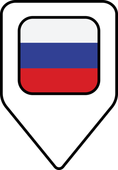 Russia flag map pin navigation icon, square design. png