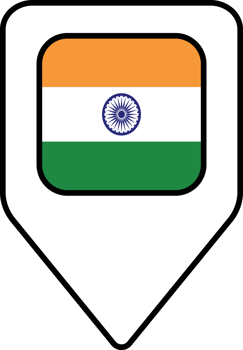 India flag map pin navigation icon, square design. png
