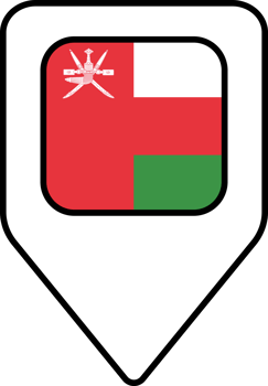 Oman flag map pin navigation icon, square design. png