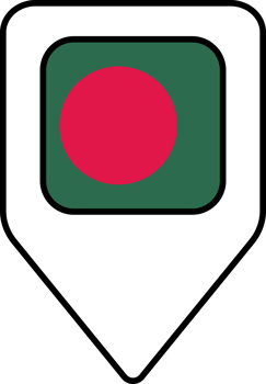 Bangladesh flag map pin navigation icon, square design. png