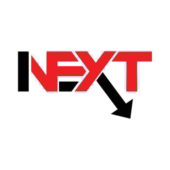 down NEXT initials letter business and tech logo and vector icon