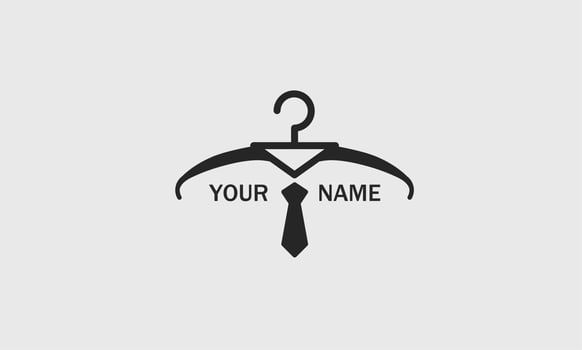 suit logo design template. Coat hanger and suit shop shape vector editable logo design.
