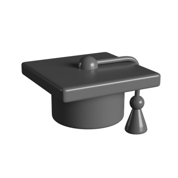 3D icon cute Graduation university or college black cap isolated on white background. Graduate college, high school, Academic, or university cap. Hat for degree ceremony. illustration transparent png