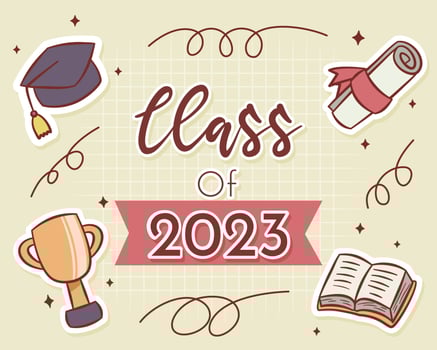 Class of 2023 hand drawn sticker vector