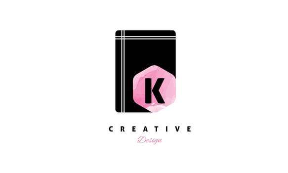 K alphabet  water color logo artistic, fancy,  trendy hand drawn  vector design on black  background.
