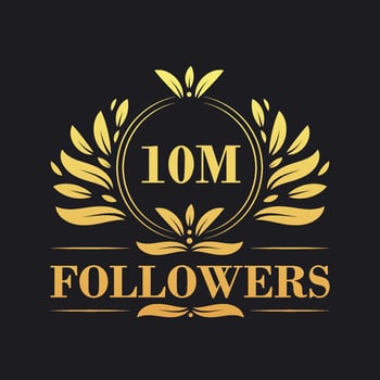 10M Followers celebration design. Luxurious 10M Followers logo for social media followers vector