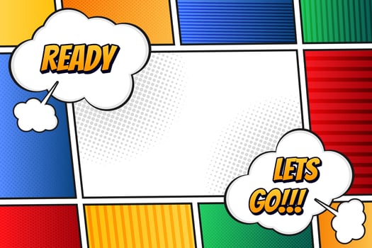 Colorful frame background comic style, vector illustration