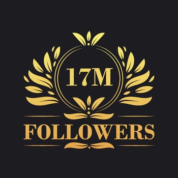 17M Followers celebration design. Luxurious 17M Followers logo for social media followers vector