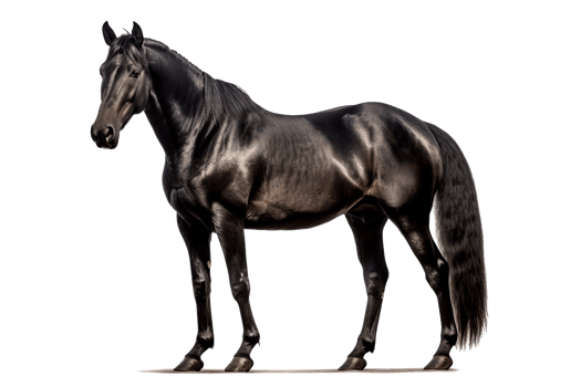 Elegant black horse on a transparent background for decorating projects. png