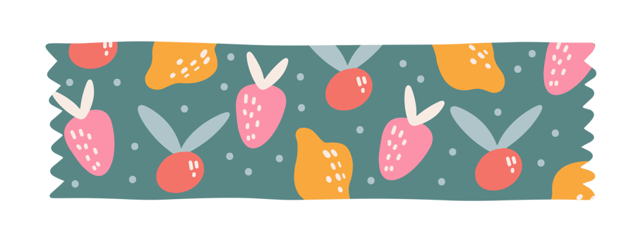 Pieces of Colorful scrapbook Washi Tape strip, label tag, decorative scotch. Printable Stickers with Fruits for planner or journal png