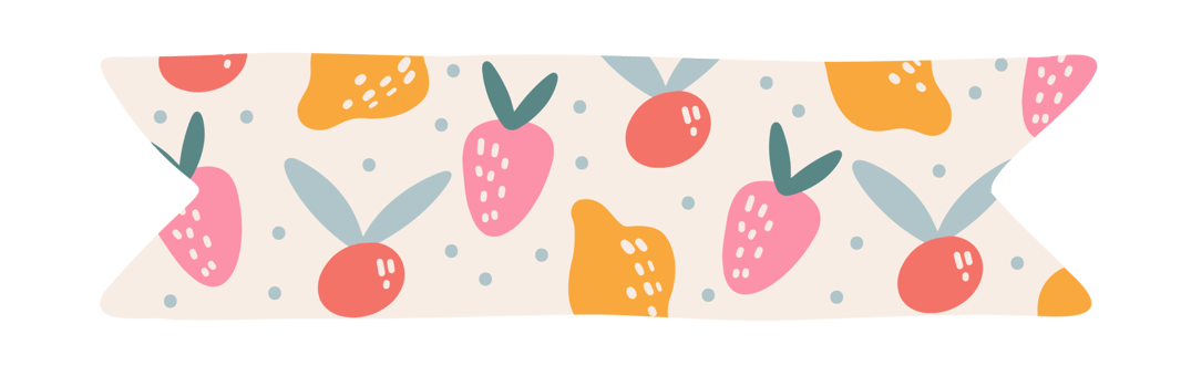 Pieces of Colorful scrapbook Washi Tape strip, label tag, decorative scotch. Printable Stickers with Fruits for planner or journal png