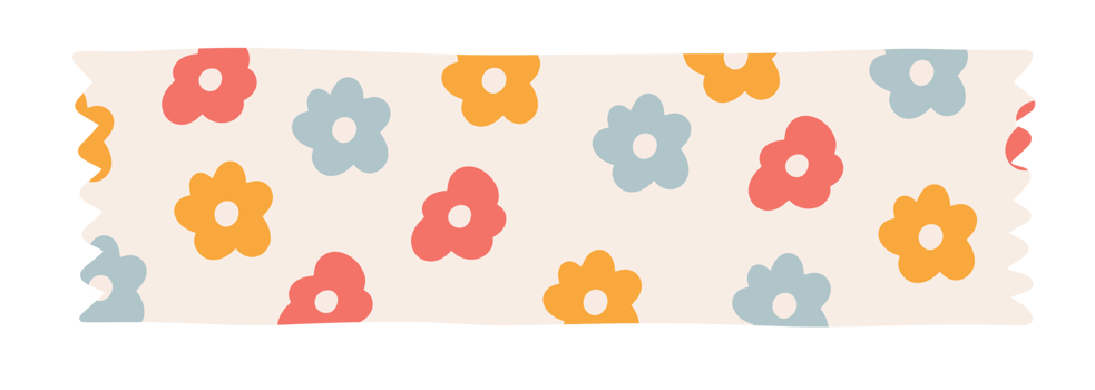 Pieces of Colorful scrapbook Washi Tape strip, label tag, decorative scotch. Printable Stickers with Flowers for planner or journal png