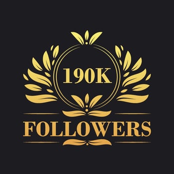 190K Followers celebration design. Luxurious 190K Followers logo for social media followers vector