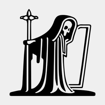 Cartoon Grim Reaper vector design tattoo isolated in white