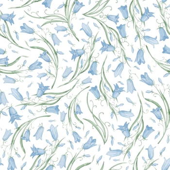 Watercolor Seamless Bluebell Flower Pattern. Hand drawn floral b vector