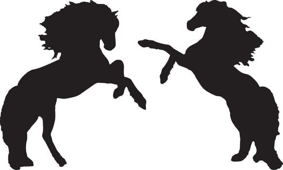 silhouette two horses standing vector