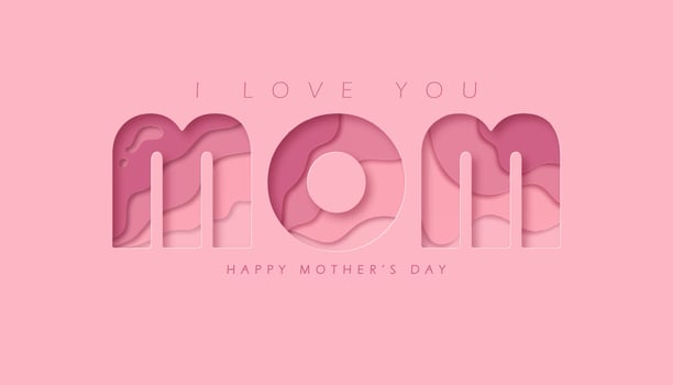 Paper art and craft style Happy Mother's Day greeting card. vector