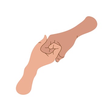 Concept of reconciliation of friends or lovers. Cupid couple reconciles, holding hands. Restore love. vector