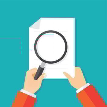 View documents with a magnifying glass vector