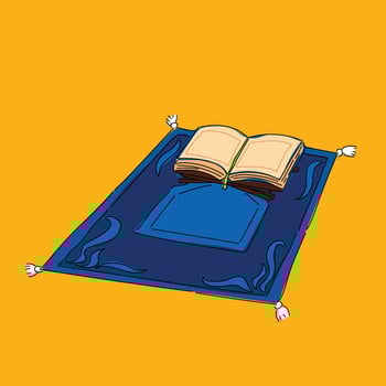 prayer rug with quran illustration design vector