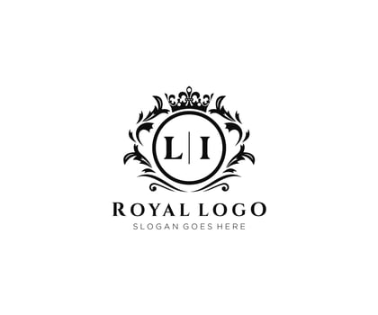 Initial LI Letter Luxurious Brand Logo Template, for Restaurant, Royalty, Boutique, Cafe, Hotel, Heraldic, Jewelry, Fashion and other vector illustration.