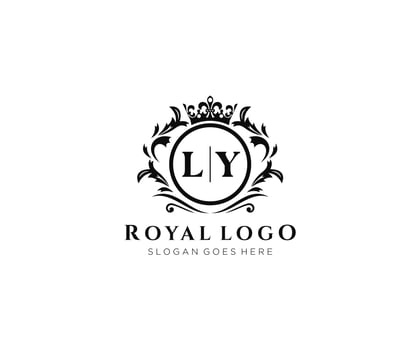 Initial LY Letter Luxurious Brand Logo Template, for Restaurant, Royalty, Boutique, Cafe, Hotel, Heraldic, Jewelry, Fashion and other vector illustration.