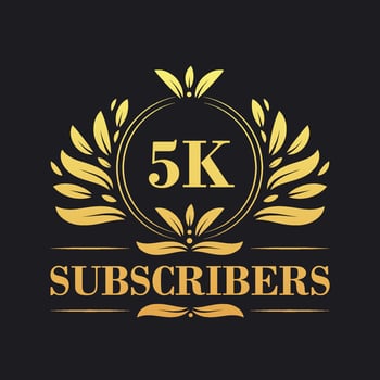 5K Subscribers celebration design. Luxurious 5K Subscribers logo for social media subscribers vector