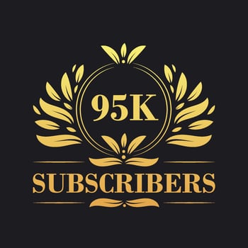 95K Subscribers celebration design. Luxurious 95K Subscribers logo for social media subscribers vector