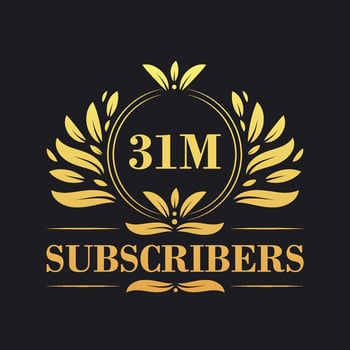 31M Subscribers celebration design. Luxurious 31M Subscribers logo for social media subscribers vector